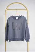 KIZ ERKEK BİSİKLET YAKA GAP BASKILI MANŞETLİ PAMUK SWEAT - 10