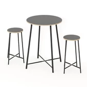Eportatif Oval 2 Kişilik Yemek Masası Bar Masası Mutfak Füme 1528 - 5