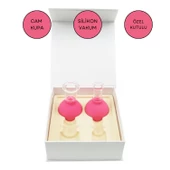 Silikon Vakumlu Cam Yüz Masaj Kupası 2'li Set Gül Pembe Renk thumbnail 1