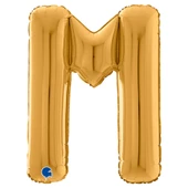 M Harf Grabo Altın Folyo Balon 66 cm - 1
