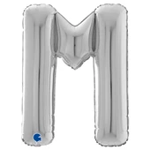 M Harf Grabo Gümüş Folyo Balon 66 cm thumbnail 1