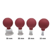 Silikon Vakumlu Cam Yüz Masaj Kupası 4'lü Set Kırmızı Renk thumbnail 2