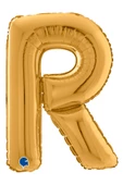 R Harf Grabo Altın Folyo Balon 66 cm thumbnail 3