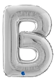 B Harf Grabo Gümüş Folyo Balon 66 cm thumbnail 3