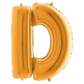 D Harf Grabo Altın Folyo Balon 102 cm thumbnail 1