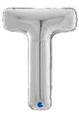 T Harf Grabo Gümüş Folyo Balon 66 cm thumbnail 3