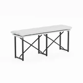 Eportatif Mutfak Bahçe Minderli Bank Sandalye Düz Bank Sandalye Bench Beyaz 1545 - 5