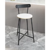 Eportatif Bar Sandalyesi Oval Mutfak Taburesi Beyaz 1512 - 2