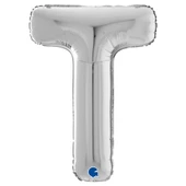 T Harf Grabo Gümüş Folyo Balon 66 cm thumbnail 1