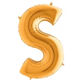 S Harf Grabo Altın Folyo Balon 102 cm thumbnail 1