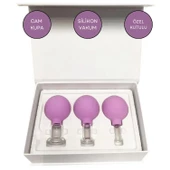 Silikon Vakumlu Cam Yüz Masaj Kupası 3'lü Set Mor Renk thumbnail 1