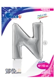 N Harf Grabo Gümüş Folyo Balon 102 cm - 4