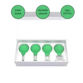 Silikon Vakumlu Cam Yüz Masaj Kupası 4'lü Set Açık Yeşil Renk thumbnail 1