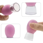 Mini Silikon Vakumlu Mika Yüz Masaj Kupası 2'li Set Mor Renk thumbnail 4