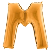 M Harf Grabo Altın Folyo Balon 102 cm thumbnail 1