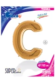 C Harf Grabo Altın Folyo Balon 102 cm - 4