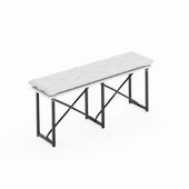 Eportatif Mutfak Bahçe Minderli Bank Sandalye Düz Bank Sandalye Bench Beyaz 1545 - 4