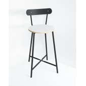 Eportatif Bar Sandalyesi Oval Mutfak Taburesi Beyaz 1512 - 4