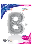 B Harf Grabo Gümüş Folyo Balon 102 cm - 4