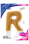 R Harf Grabo Altın Folyo Balon 102 cm thumbnail 4