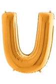 U Harf Grabo Altın Folyo Balon 102 cm thumbnail 3