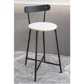 Eportatif Bar Sandalyesi Oval Mutfak Taburesi Beyaz 1512 - 3