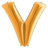 V Harf Grabo Altın Folyo Balon 102 cm thumbnail 1