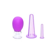 Mini Silikon Vakumlu Mika Yüz Masaj Kupası 3'lü Karışık Set Mor Renk thumbnail 1