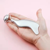 Metal Cilt Sıkılaştırıcı Face Gua Sha Rulosu Yüz Masaj Roller Model 5 thumbnail 2