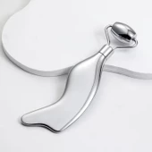 Metal Cilt Sıkılaştırıcı Face Gua Sha Rulosu Yüz Masaj Roller Model 5 thumbnail 4