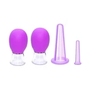 Mini Silikon Vakumlu Mika Yüz Masaj Kupası 4'lü Karışık Set Mor Renk thumbnail 1