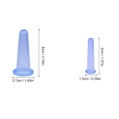 Mini Silikon Vakumlu Mika Yüz Masaj Kupası 4'lü Karışık Set Mavi Renk thumbnail 4