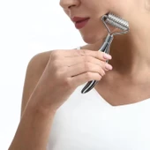 Metal Cilt Sıkılaştırıcı Face Gua Sha Rulosu Yüz Masaj Roller Model 2 thumbnail 2