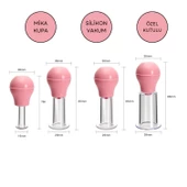 Silikon Vakumlu ABS Plastik Yüz Masaj Kupası 4'lü Set Pembe Renk thumbnail 1