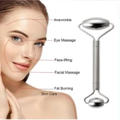 Metal Cilt Sıkılaştırıcı Face Gua Sha Rulosu Yüz Masaj Roller Model 1 thumbnail 4