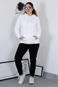 Hodies Winter Kapşonlu Kanguru Cep 3 iplik Puf Yumuşacık (İçi Polarlı) Sweatshirt - 3