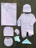 Dantel İşlemeli 10 Parça Yeni Doğan Hastane Seti Pembe thumbnail 1