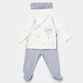 Bibaby Biorganic Love Floral 3 Parça Zıbın Seti 73346 Ekru Lila - 1