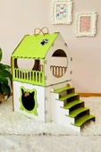 Dekoratif Kedi Evi Teraslı Dublex Yeşil - 1