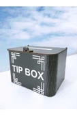 Dekoratif Siyah Ahşap Tip Box Kutu Bahşiş Kutusu Kumbara - 3