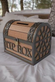 Ceviz Renk Klitli Bahşiş Kutusu Ve Kumbara Sandık Tipi Ahşap Tipbox - 3