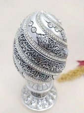Yumurta Ayet-el Kürsi Kristal Taşlı Dini Obje Biblo Küçük Gümüş - 1