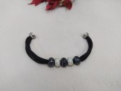 Şambala Taşlı Siyah Süet İp Boncuklu Mıknatıslı Bileklik - 3