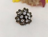 Otantik Tasarım Kadın Yüzük Swaroski Taşlı Yüzük Ayarlanabilir Ölçü - 1