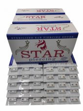 Star Kulak Delme Küpesi Beyaz Madenli 1 Düzine (12 Çift - 1 Plaka) - 7
