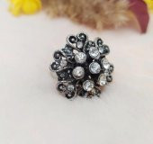 Otantik Kalp Tasarım Kadın Yüzük Swaroski Taşlı Yüzük Ayarlanabilir Ölçü - 1