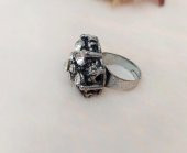 Otantik Çiçek Tasarım Kadın Yüzük Swaroski Taşlı Yüzük Ayarlanabilir Ölçü - 2