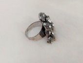 Otantik Çiçek Tasarım Kadın Yüzük Swaroski Taşlı Yüzük Ayarlanabilir Ölçü - 2