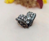 Otantik Kalp Tasarım Kadın Yüzük Swaroski Taşlı Yüzük Ayarlanabilir Ölçü thumbnail 1