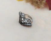 Otantik Kalp Tasarım Kadın Yüzük Swaroski Taşlı Yüzük Ayarlanabilir Ölçü thumbnail 2